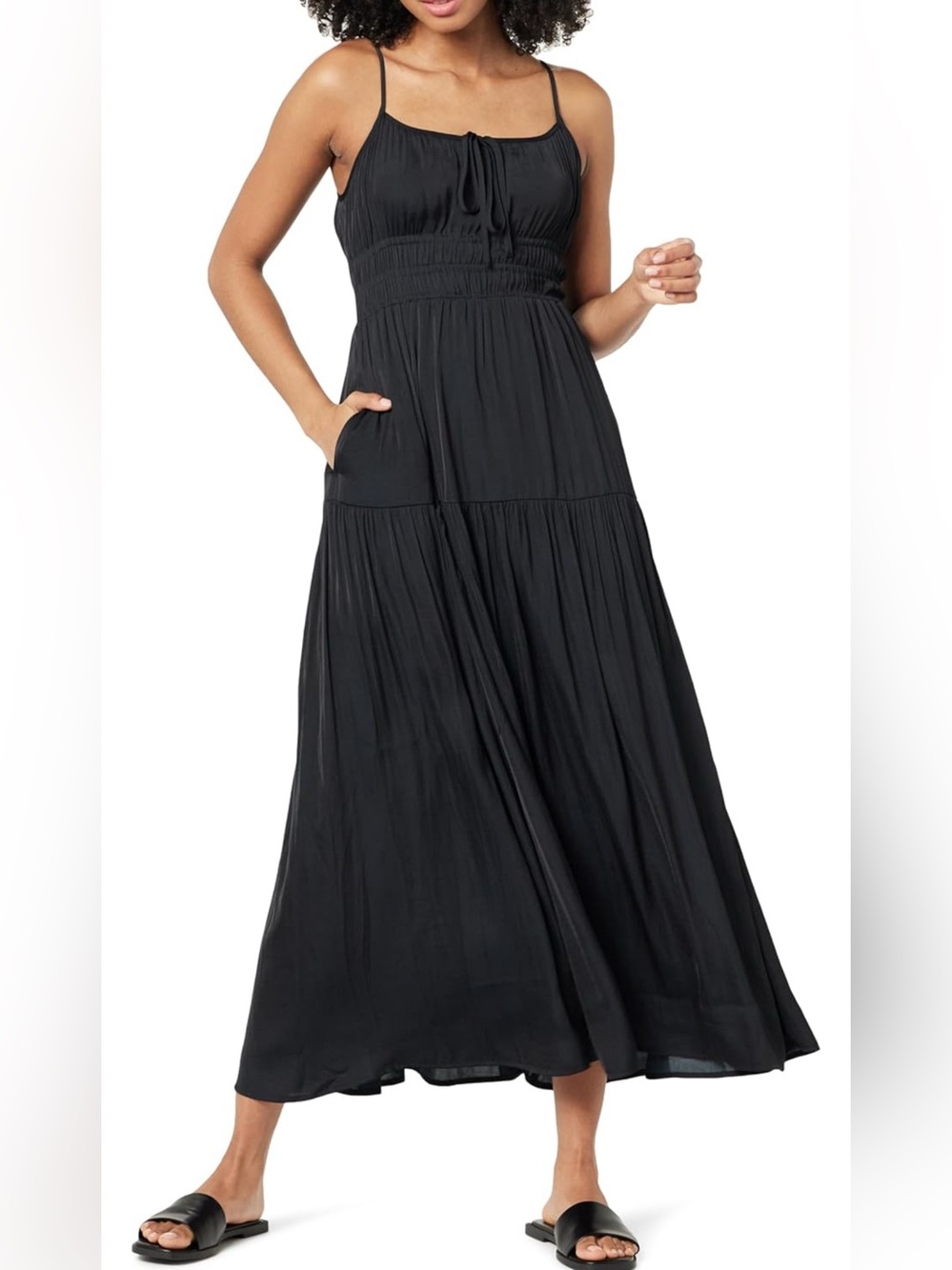 The Drop Women's Tavia Tie-Front Tiered Maxi Dress Size XL